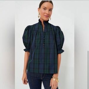 Pomander Place Selena Blackwatch Plaid Blouse Tuckernuck XXL Christmas Holiday